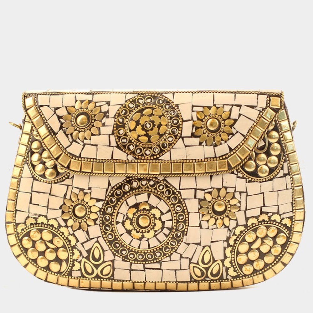 Cross Body Bag/Clutch Hand Made Premium Tiled ~ Golden Tones~Gorgeous
